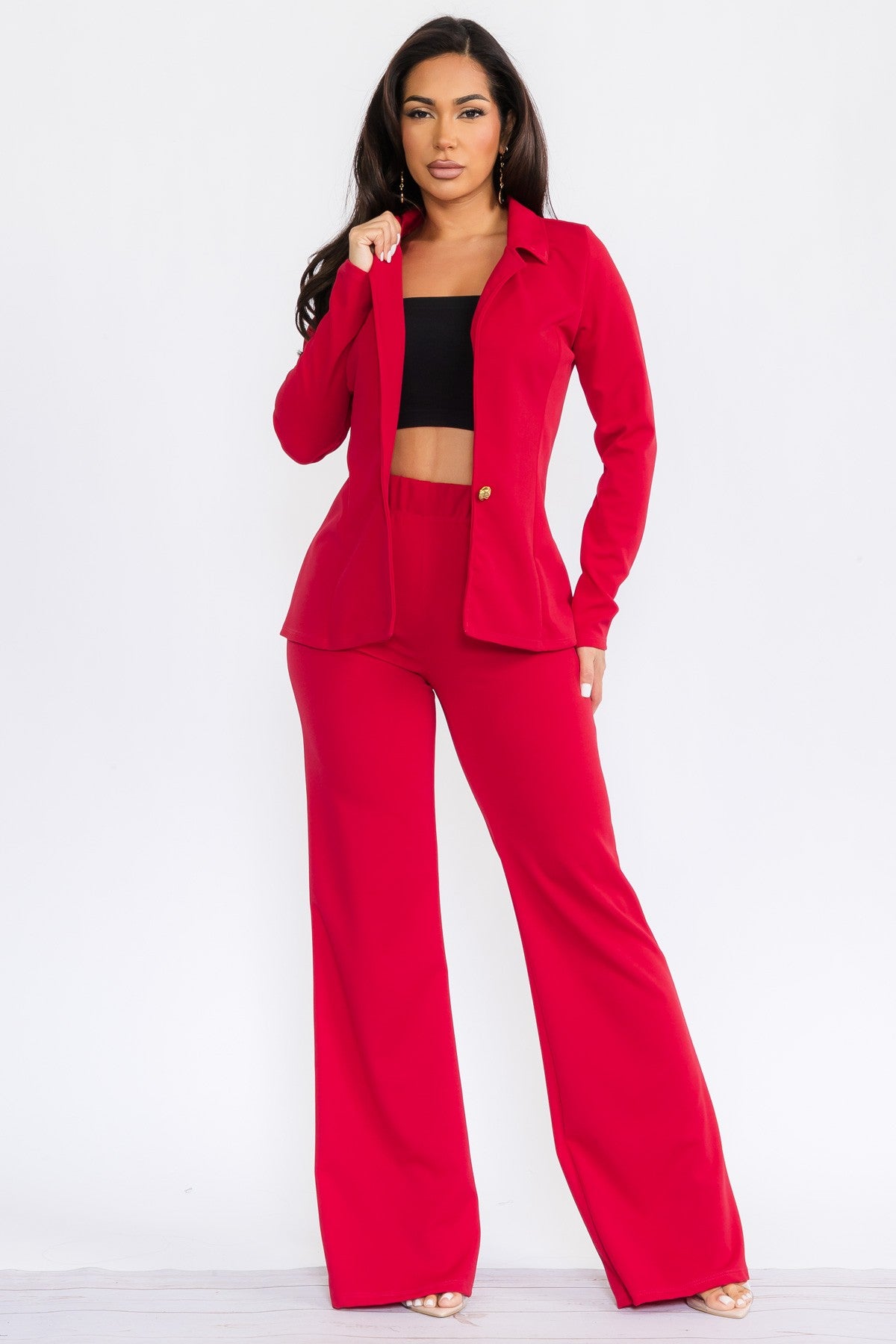 PLUS Solid Pant & Blazer Set