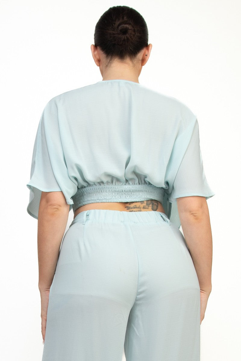 Pleated Back Smocked Linen Set