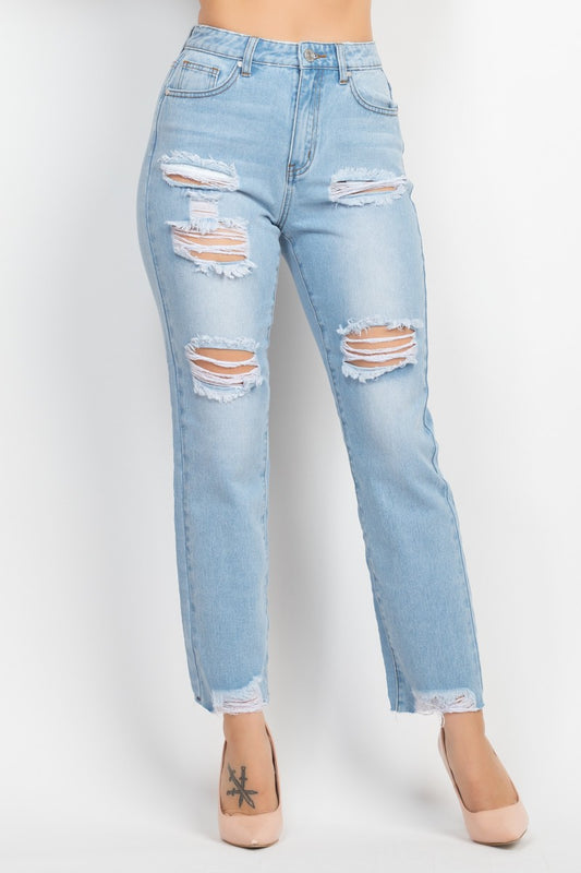 Destroyed Mom Denim Jeans