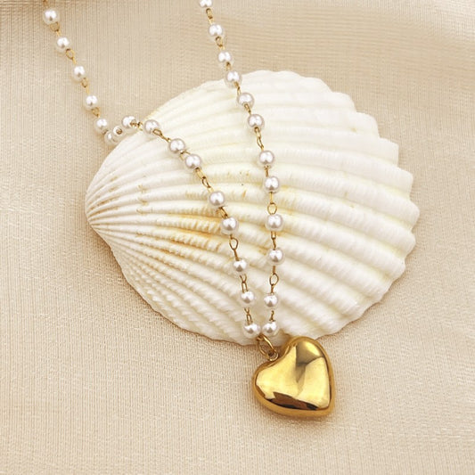 18K Stainless Steel Tarnish Free Heart Necklace