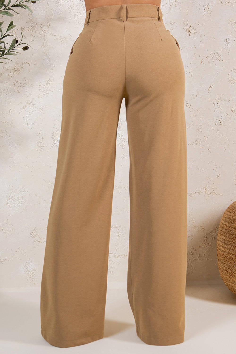 Solid High Waist Formal Pants