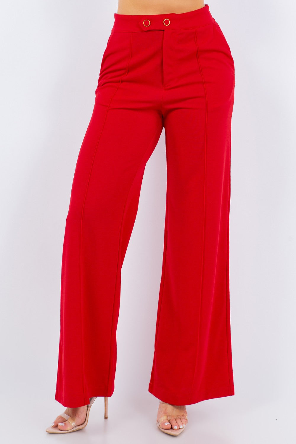 Solid Wide Leg Dressy Pants