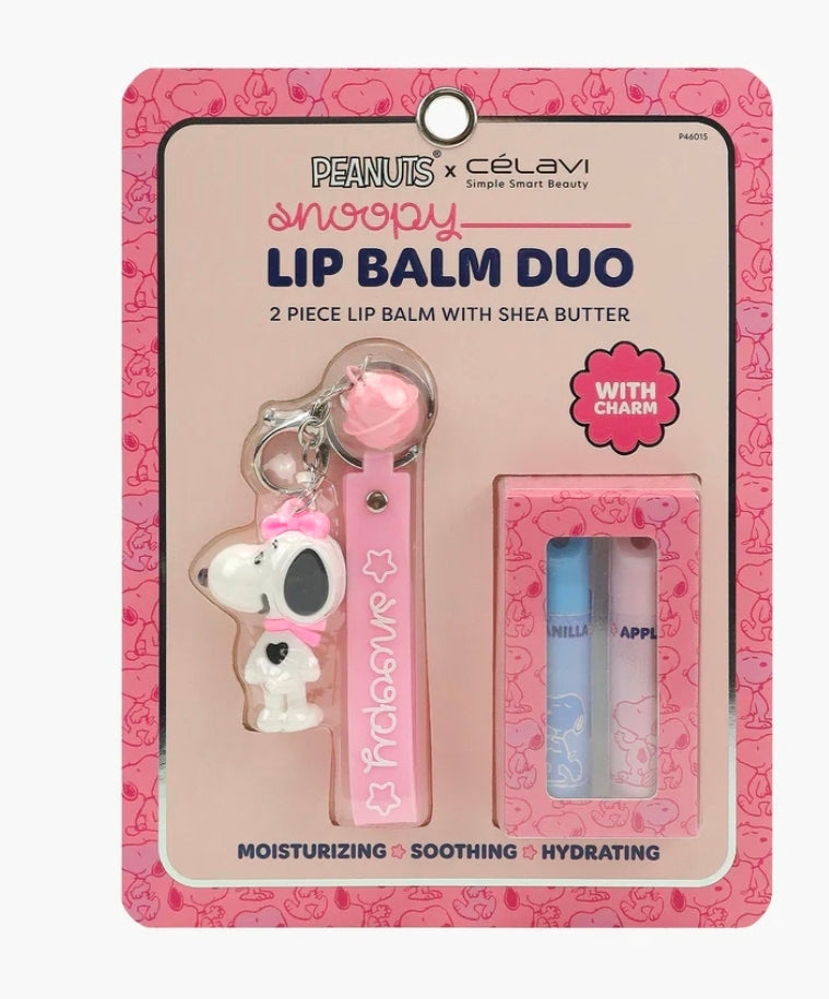 PEANUTS 2PC LIP BALM WITH KEYCHAIN