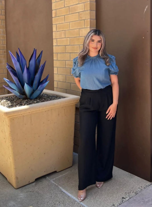 Lola Ruffle Denim Top