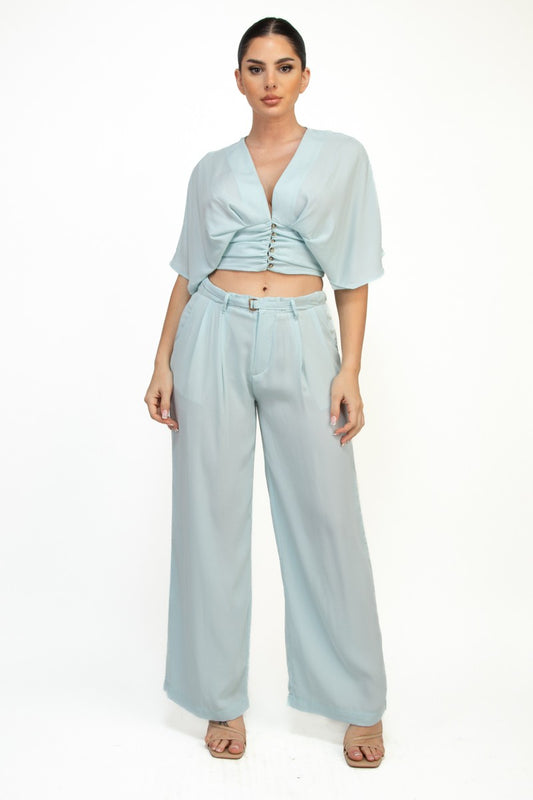 Pleated Back Smocked Linen Set